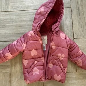 Carter's Mauve Pink Heart Puffer Jacket 4T, kid winter coat